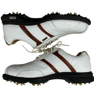 VTG Etonic STGT Gore-Tex White Brown Golf Shoes Spikes Men's US 8M EUR 40.5